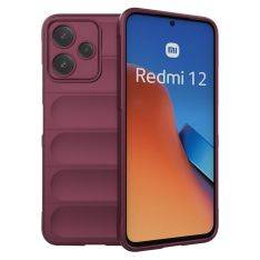 Xiaomi Redmi 12 5G - Wave gummi cover - Vinrød