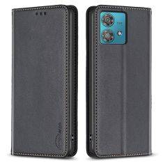 Motorola Edge 40 Neo 5G - BINFEN Slim læder cover - Sort