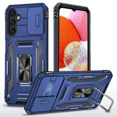 Samsung Galaxy A15 4G - Armor Slide Hybrid cover med Kickstand - Marineblå