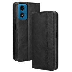 Motorola G04 / G04s / G24 / G24 Power - Retro læder cover / pung - Sort