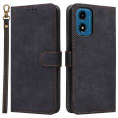 Motorola Moto G04 / G24 - RFID læder cover / pung - Aftagelig strop - Sort