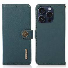 iPhone 16 Pro Max - KHAZNEH RFID ægte læder cover / pung - Grøn