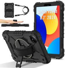 Xiaomi Redmi Pad SE 8.7 4G - Shockproof Hybrid cover med Kickstand og skulderrem - Sort