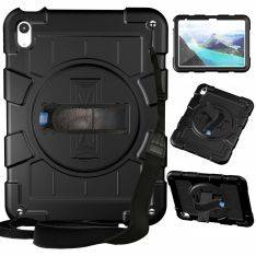 iPad 11 A16 (2025) / iPad 10.9 (2022) - Shockproof roterbar Hybrid cover - Aftagelig skulderrem - Sort