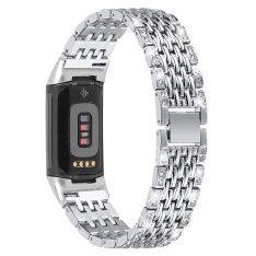 Fitbit Charge 5 -Rhinsten look urrem - Sølv