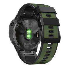 Garmin Fenix 7 / Fenix 7 Solar / 7 Sapphire Solar - Silikone rem 22mm - Militærgrøn/Sort