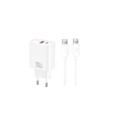 USB-C Dual PD HURTIG oplader 20W USB-C & USB-A - Inkl. USB-C til USB-C kabel - Hvid
