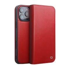 iPhone 16 Pro Max - QIALINO ægte læder cover / pung - Vinrød