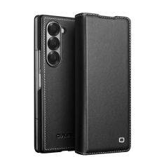 Samsung Galaxy Z Fold6 5G - QIALINO Magnetisk flip ægte læder cover - Sort