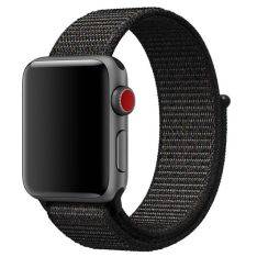 Apple Watch 10 46mm / 9/8/7/6/5/4/3/2/1/SE - 45/44/42mm / Watch Ultra / Ultra 2 - Urrem i Nylon m/velcro - Sort/Orange
