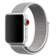 Apple Watch 10 46mm / 9/8/7/6/5/4/3/2/1/SE - 45/44/42mm / Watch Ultra / Ultra 2 - Urrem i Nylon m/velcro - Hvid