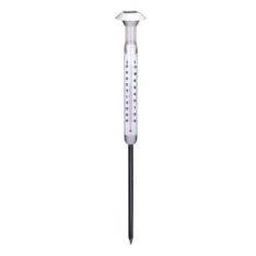 Grundig LED solcellelampe med termometer til haven på spyd - Hvid