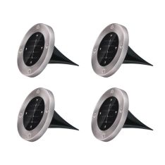 Grundig udendørs LED solcellelampe til haven med spyd - hvid lys - sæt med 4stk.