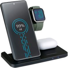 Grundig 3-i-1 trådløs oplader - Smartphone/smartwatch/earbuds - Sort
