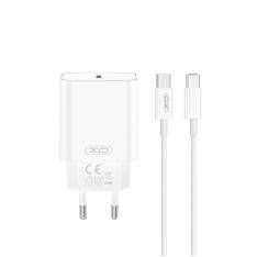 USB-C PD HURTIG oplader 20W Inkl. USB-C til USB-C kabel - Hvid