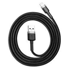 BASEUS Cafule Lightning USB oplader kabel 2.4A - 1M - Grå/Sort
