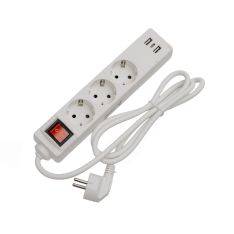 Fiesta forlængerledning med 3 Stik og 2×USB-A, 1×USB-C - Med afbryder - 1,5 meter