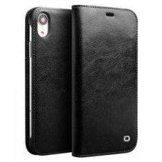 iPhone XR - QIALINO "Classic" ægte læder cover / pung - Sort