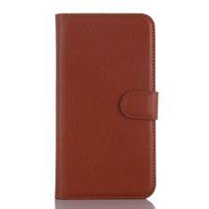 Galaxy J3 / J3 (2016) - Litchi Skin PU Læder Pung Etui Cover - Brun