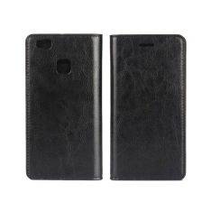 Huawei P9 Lite - Ægte Læder cover / pung - Sort