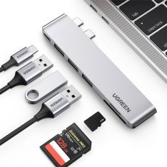 USB-C 6-i-1 Dock HDMI/USB-A/USB-C/SD/TF TIL MacBook Pro / Air / Laptops