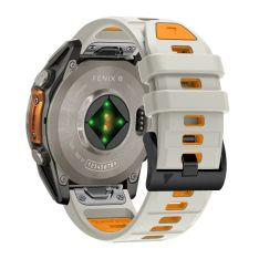  Garmin Forerunner 955 / 955 Solar - Silikone urrem 22mm med QuickRelease - Lysegrå/orange