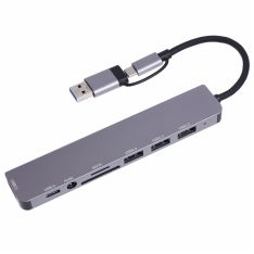 2-i-1 USB-C / USB hub med 7 porte - USB3.0 / 3 USB 2.0 / USB-C / SD / TF + 3.5mm