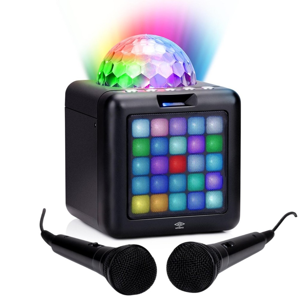 Trådløs karaokehøjttaler 25W med Bluetooth og LED-flammeeffekt - Inkl. 2 mikrofoner
