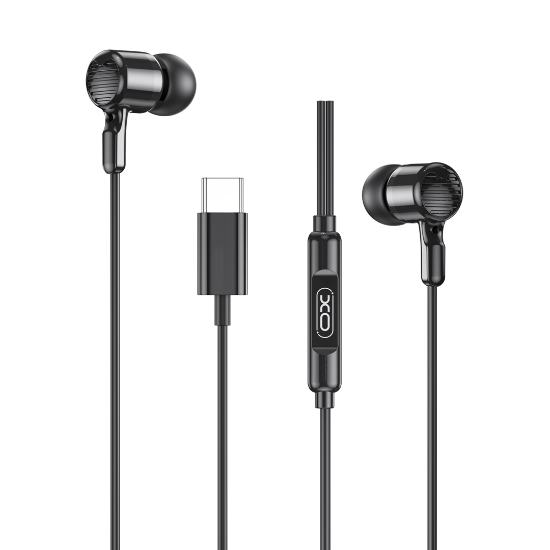 XO høretelefoner med USB-C kabel / med mikrofon & kontrolpanel - Sort