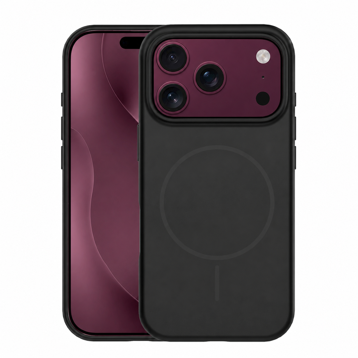 iPhone 17 Pro Max / 18 Pro Max - Slim magnetisk silikone Hybrid cover - Sort