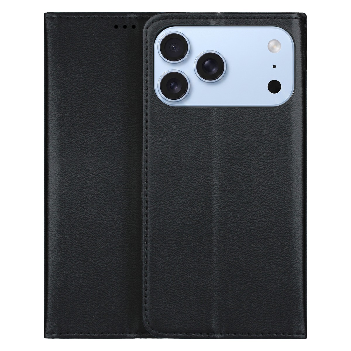 iPhone 17 Pro Max / 18 Pro Max - Slim læder cover med magnetisk lukning - Sort