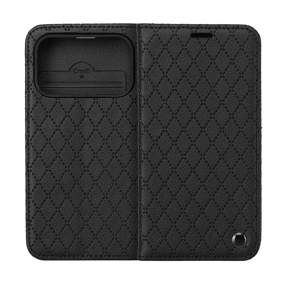 iPhone 17 Pro / 18 Pro - Caro læder cover med magnetisk lukning - Sort