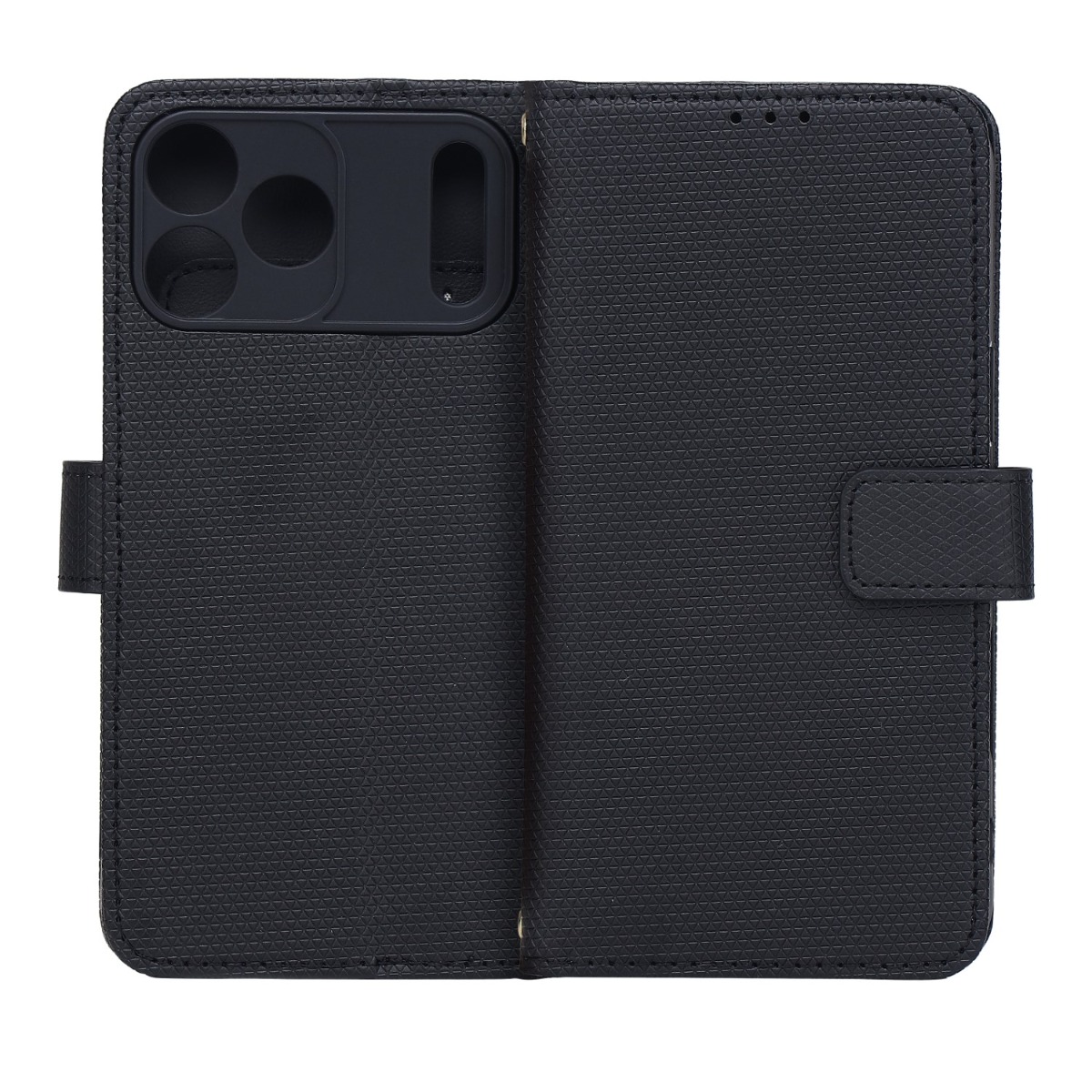 iPhone 17 Pro Max / 18 Pro Max - Slim læder cover med magnetisk lukning - Sort