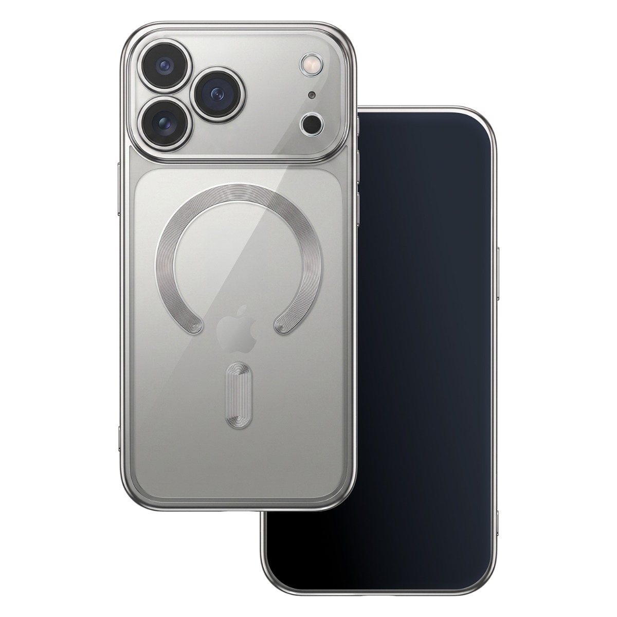 iPhone 17 Pro / 18 Pro - Chrome magnetisk cover - Magsafe kompatibel - Sølv