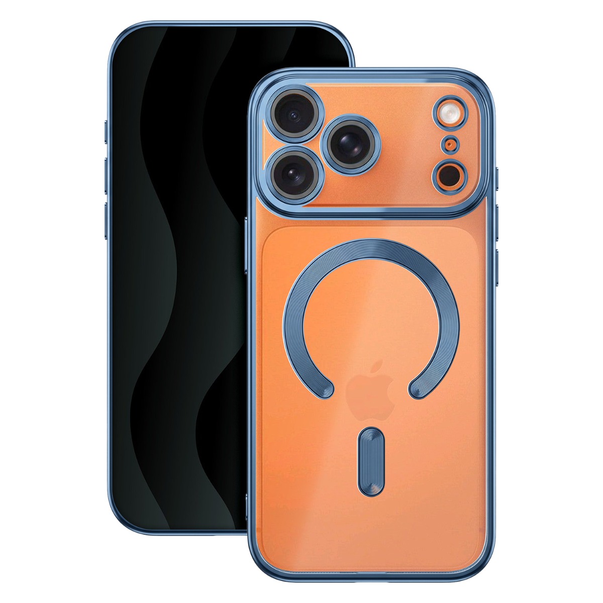 iPhone 17 Pro Max / 18 Pro Max - Chrome magnetisk cover - Magsafe kompatibel - Sky Blue