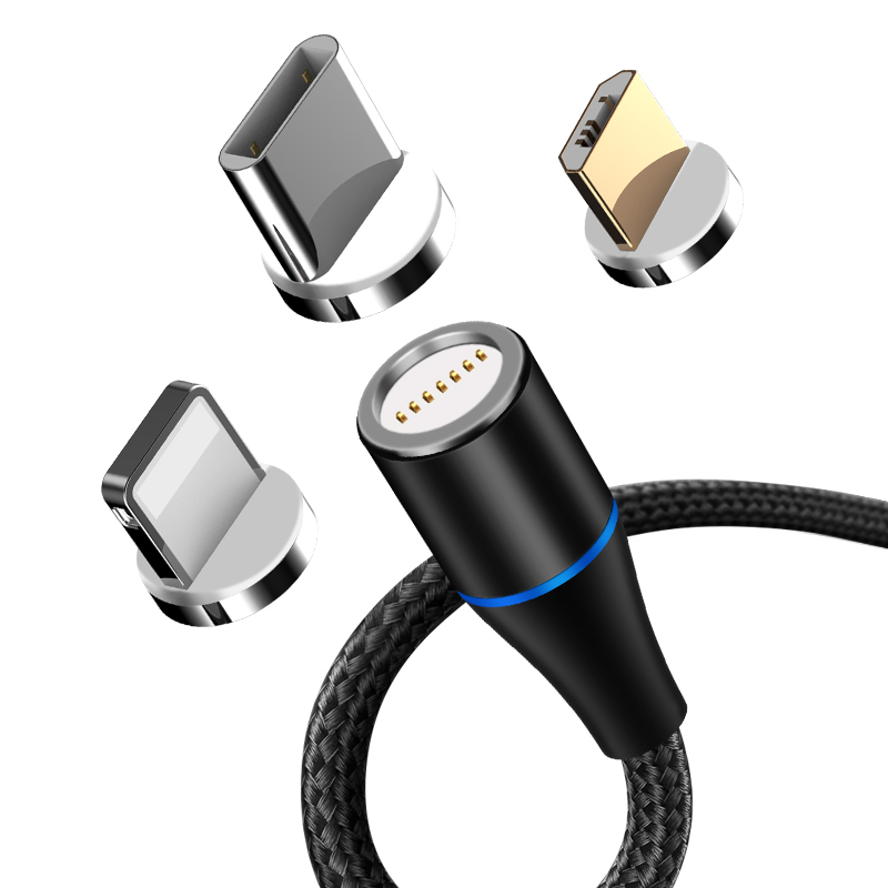 Maxlife 3-i-1 magnetisk opladerkabel 3A/15W - Lightning / USB-C / mikroUSB - 1 m
