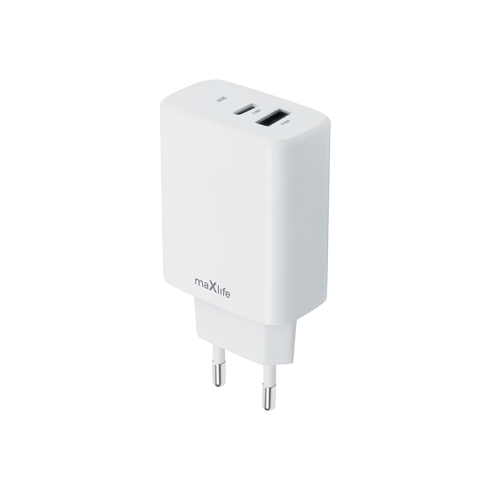 Maxlife Dual USB HURTIG oplader / adapter - USB-A / USB-C 30W