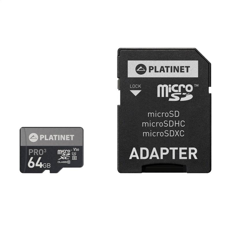 Micro SD Kort - 64GB - Hukommelseskort - Adapter - MicroSDXC (UHS-III)