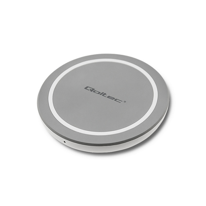 Qoltec 51840 Trådløs Oplader til Smartphone - Qi-opladning, 10W - Grå