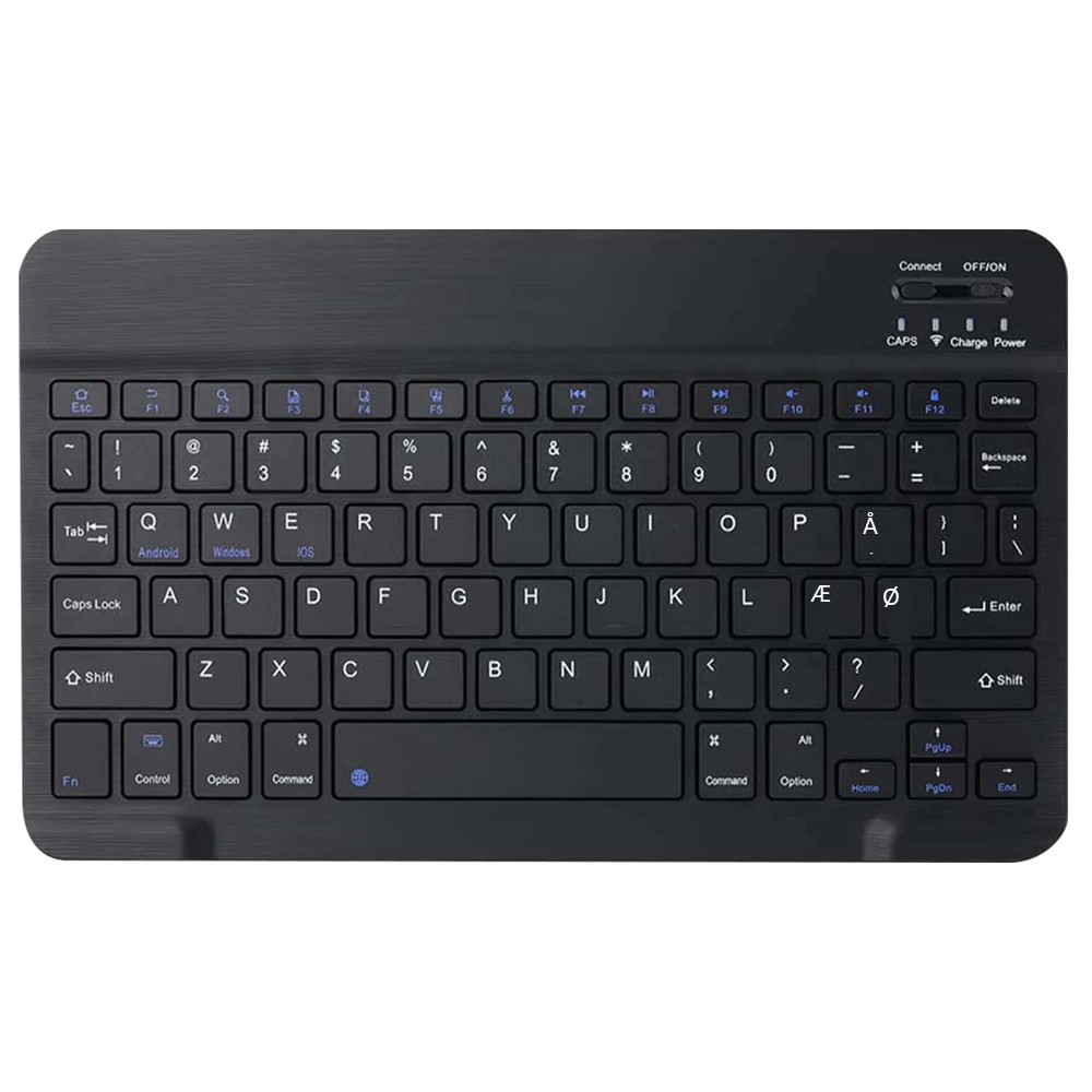 iPad / tablet /PC - Slim Trådløs bluetooth tastatur med DANSK layout - Sort
