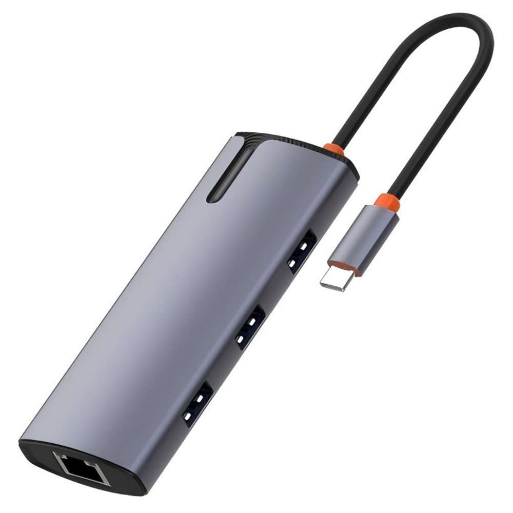 LDNIO USB-C 6-i-1 dockingstation PD 100W 1×RJ45, 1×Type-C PD, 3×USB 3.0, 1×USB 2.0)