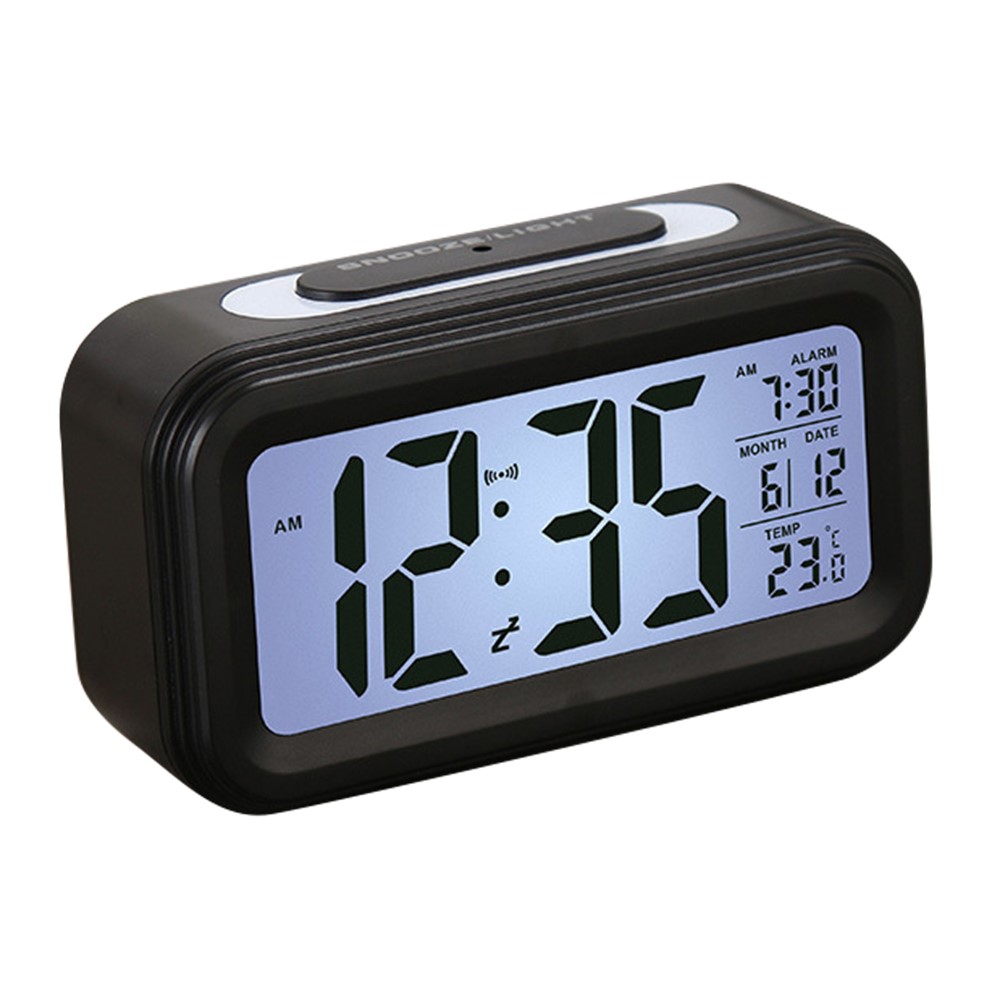 Digitalt LED vækkeur med snooze og backlight - Sort