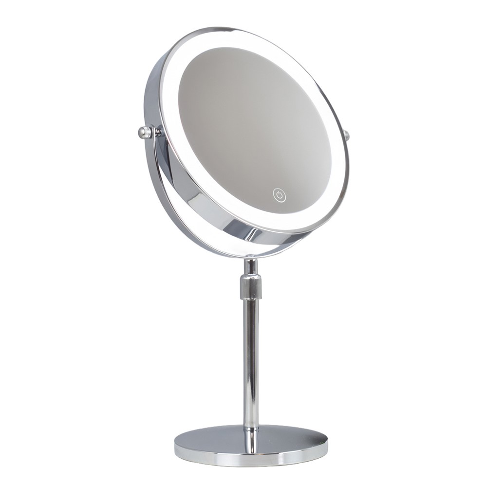 Makeup spejl med 10x zoom og LED lys / Touch kontrol - Dobbeltsidet