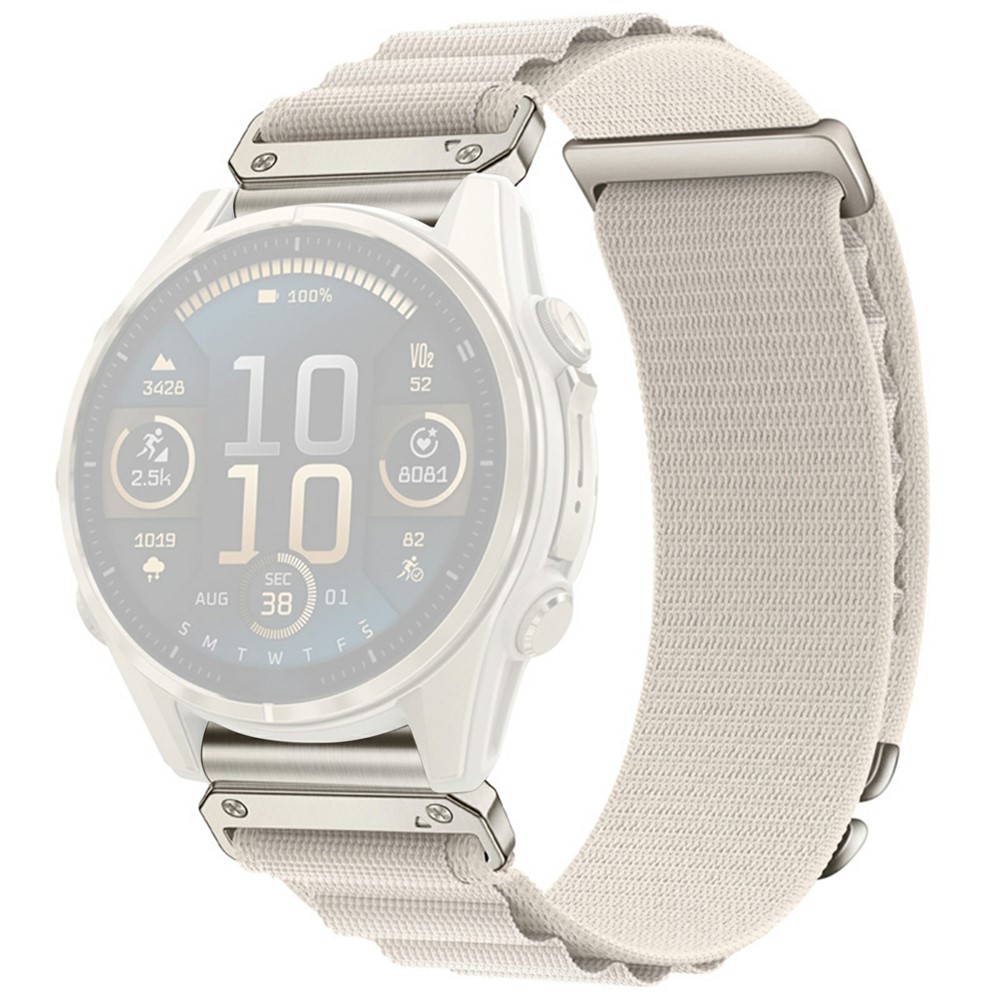 Garmin Fenix 8 47mm - Urrem i nylon tekstil 22mm med Quick Release - Creme