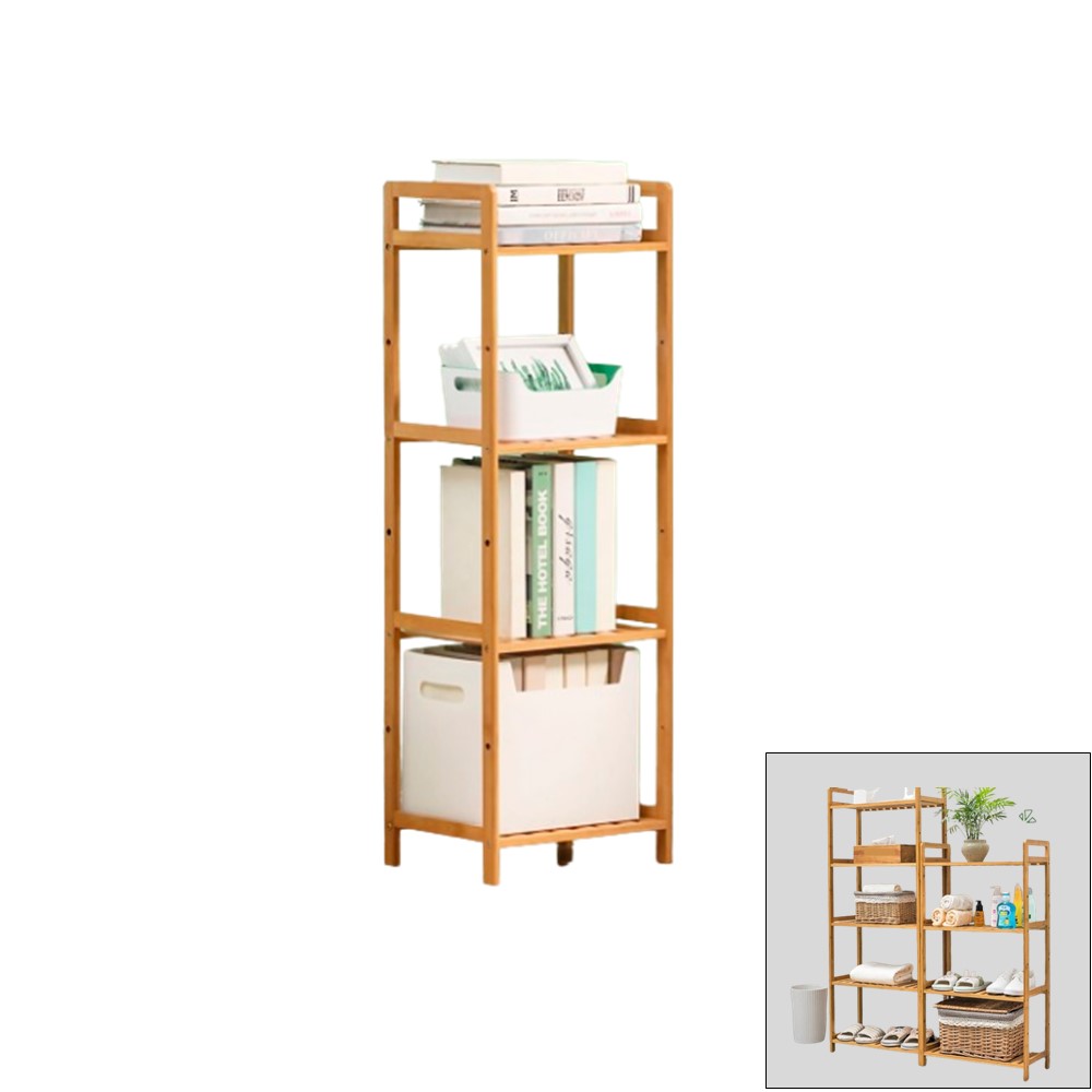 Reol i Bambus med 4 hylder 100 x 35 cm