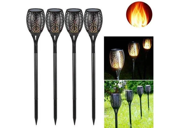 Udendørs LED lampe m/solceller - 33 LED lys - Vandtæt - 4stk