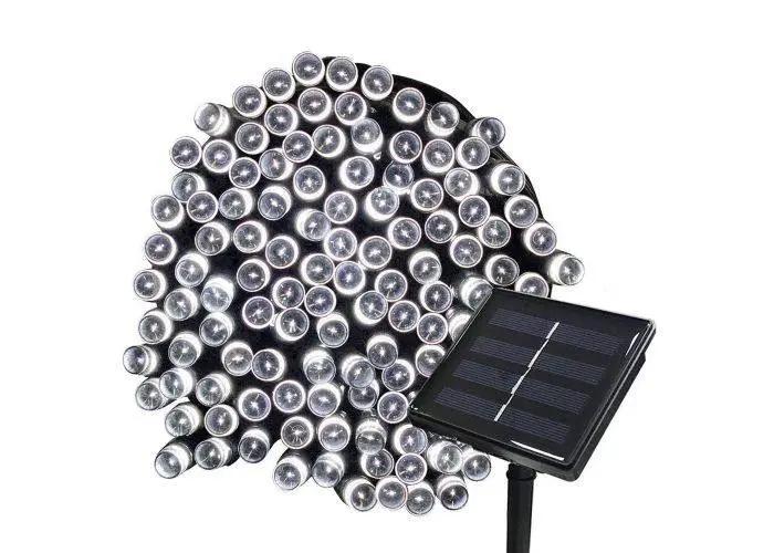 Solcelle LED‑kugle kæde, 12 m – 8 modes & dekorativt lys” - Hvid