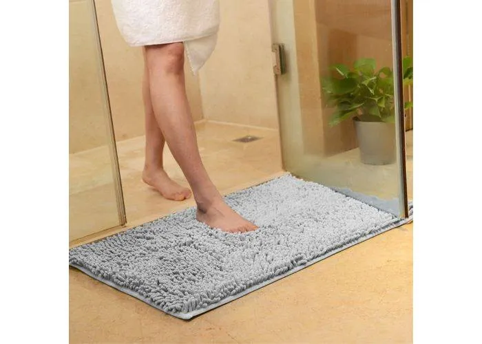 Skridsikker Chenille Badeværelsesmåtte 50x33 cm - Grå