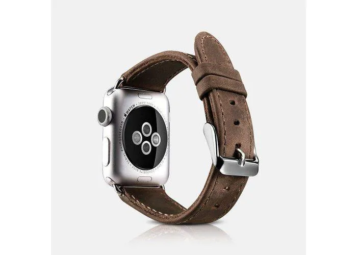 Apple Watch ICARER Retro 41/40/38mm Series 7,6,5,4,3,2,1 - Ægte læder rem - Brun