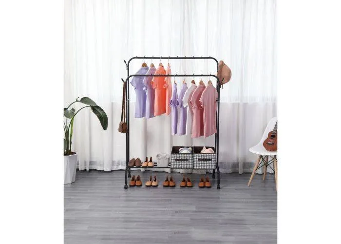 RACK Home - Garderobe / Tøjstativ i stål - 110x55x150 cm - Sort